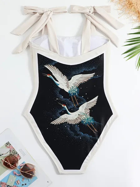 Vintage French One-Piece Bikini Set