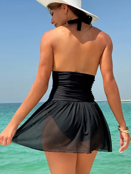 Black Backless One-Piece Swimsuit