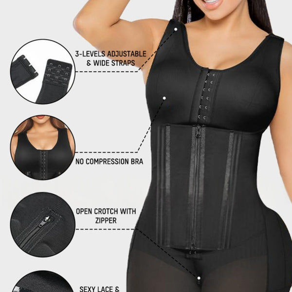 Shoulder-Strap Waist-Cinching Hourglass Shaper With Bottom Zipper