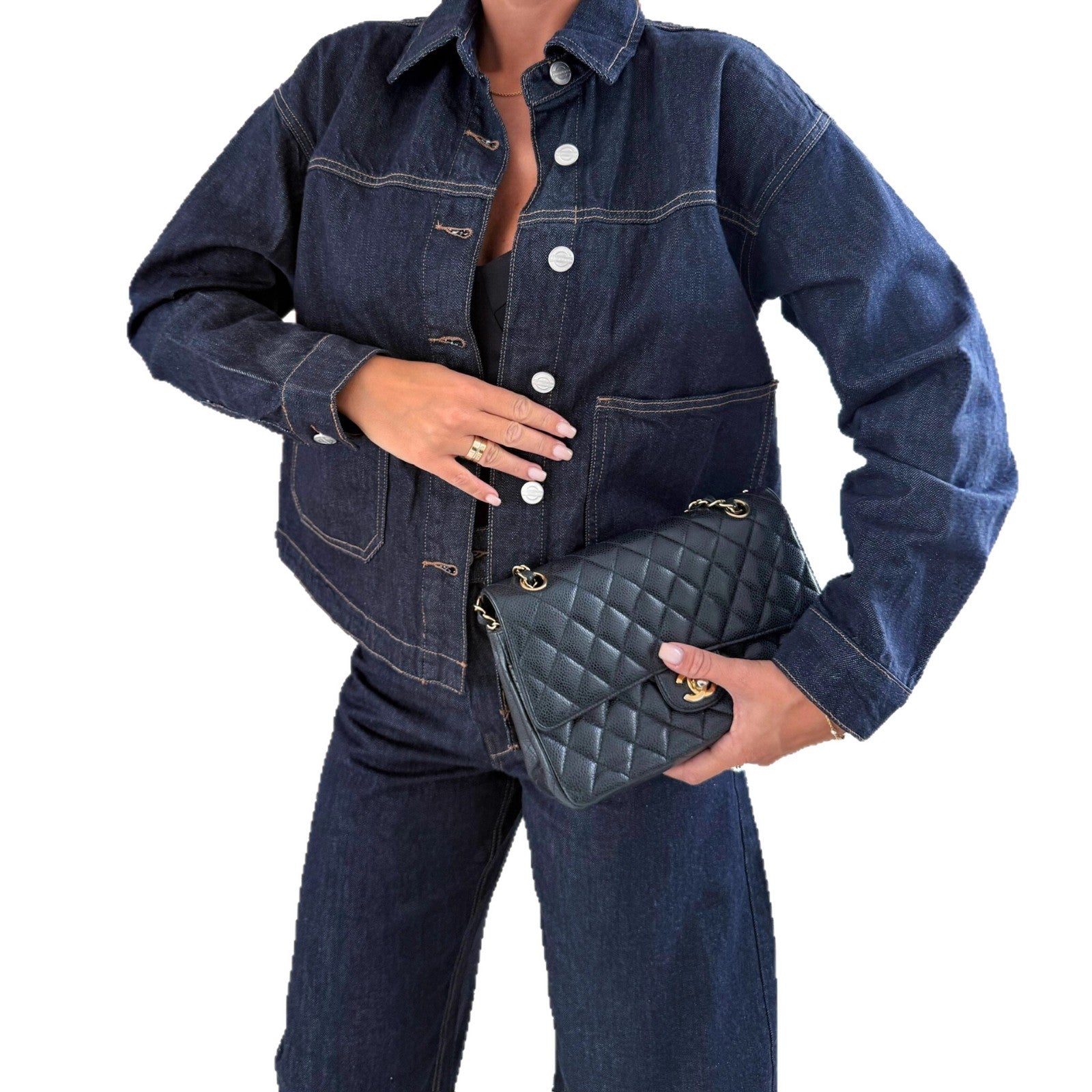 Fashionable Casual Loose-fitting Washed-blue Denim Jacket